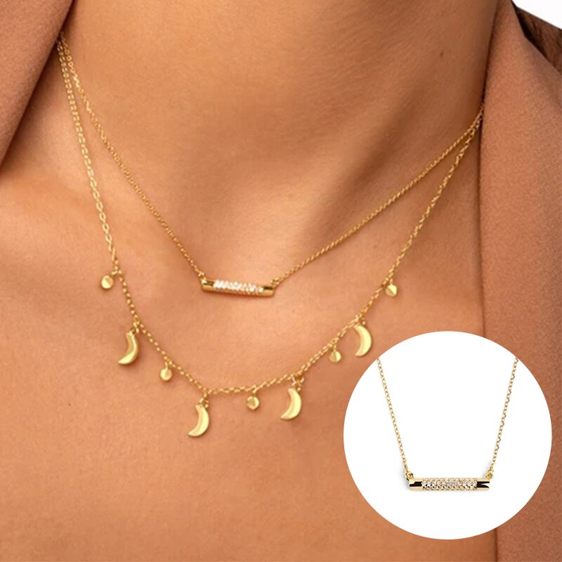 Aide 925 Sterling Zilver 18K Vergulde Hanger Ketting Koreaanse Stijl Delicate Lange Keten Zirkoon Star Charm Ketting Choker