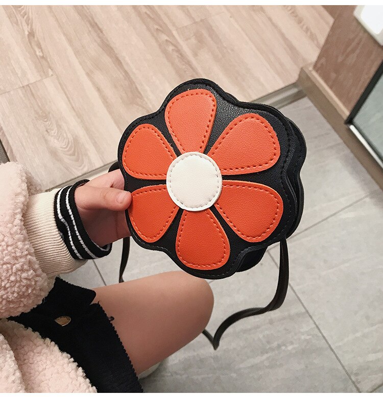 Neue Art Und Weise Nette Leder Handtasche Kleinkind Kinder Mädchen Blume Schulter Handtasche Tote Geldbörse Crossbody Kleine Taschen Geldbörsen Kinder: Orange