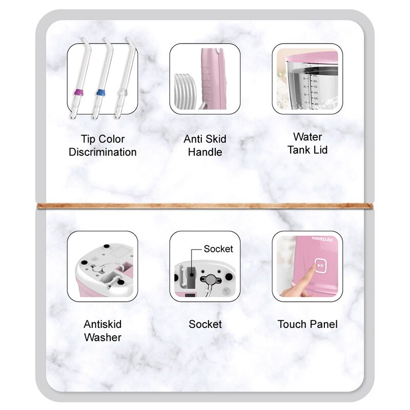 Waterpulse Oral Irrigator Dental Water Flosser 1000ml Capacity Tank Oral Irrigator Dental Water Floss Jet Tooth Cleaner