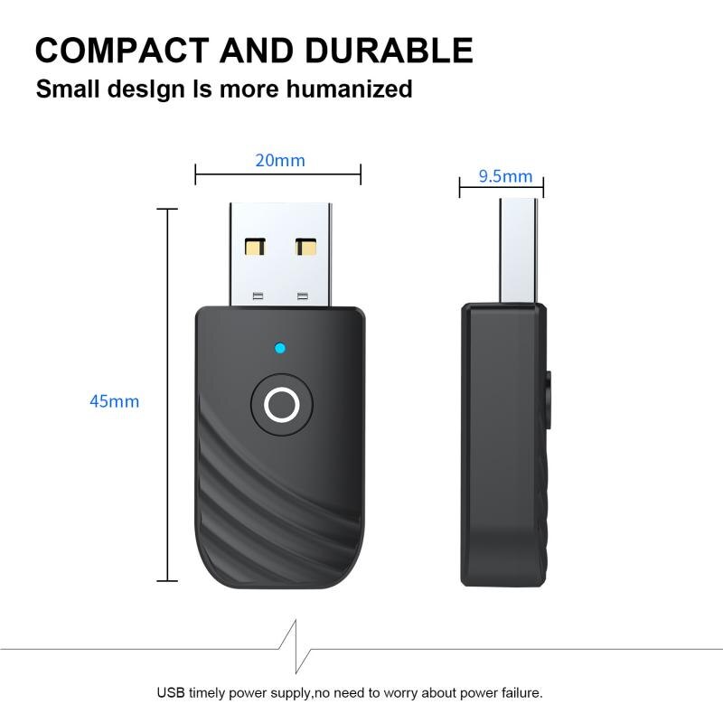 Mini adaptador inalámbrico 3 en 1, Unidad de música estéreo multimodo, AUX, USB, Bluetooth 3,5, transmisor receptor de Audio, 5,0mm