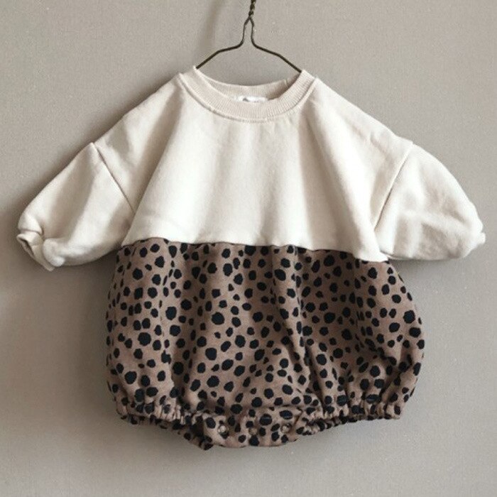 Bébé fille body imprimé léopard en peluche une-pièce bébé motif épissage paquet petites filles vêtements