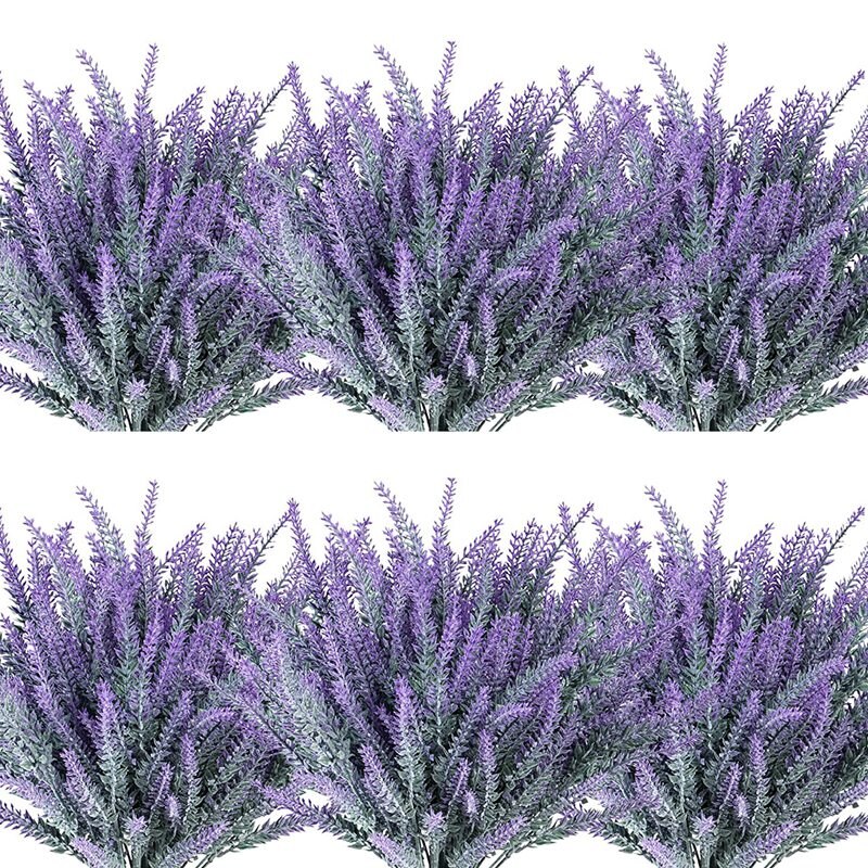 Artificial Lavender Faux Plastic Purple Flowers for Home Wedding Kitchen Garden Patio Office Table Outdoor Decor: Default Title