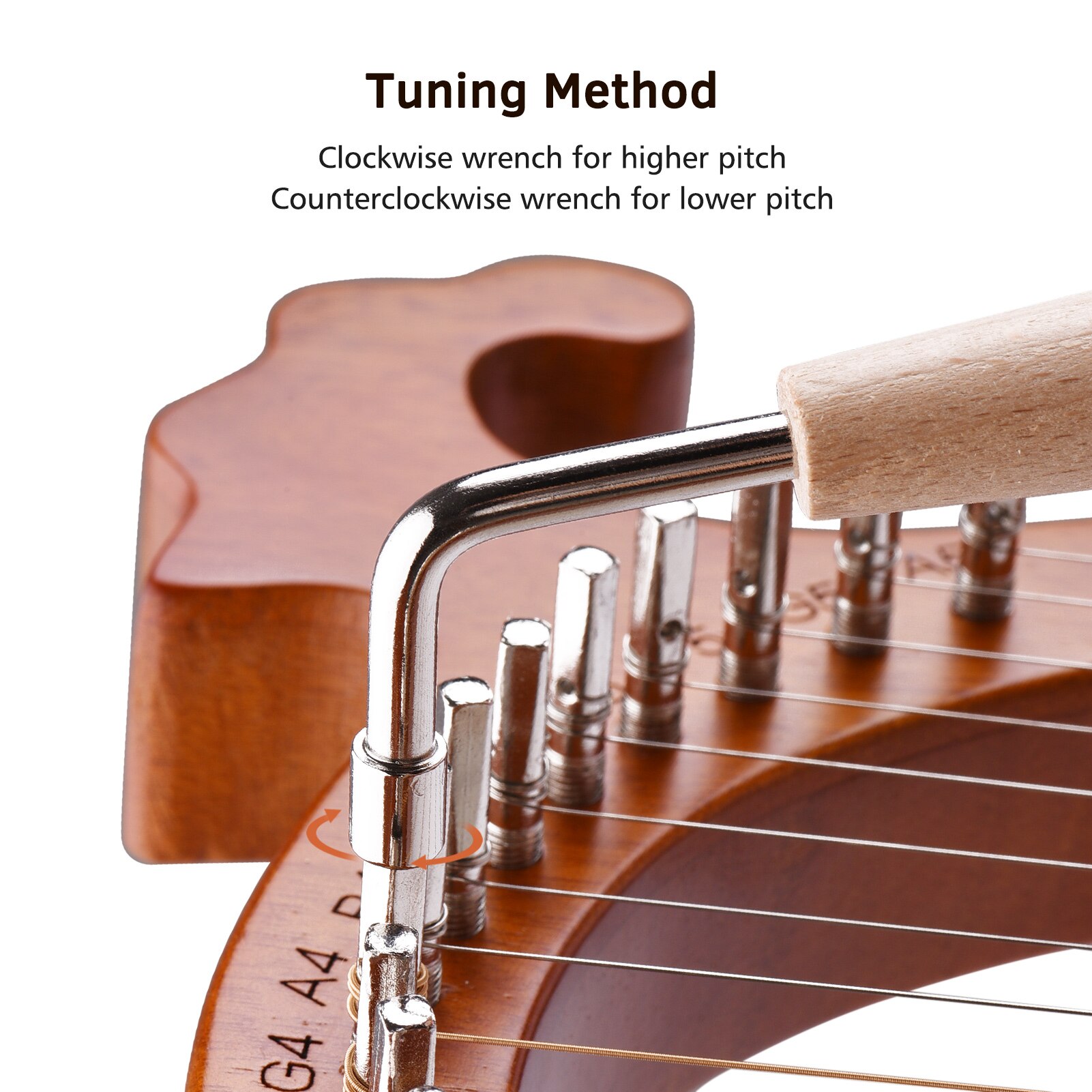 ammoon 16 String Lyre Harp Solid Wood String Instrument with Elk Pattern Storage Bag Tuning Hammer Strings Cleaning Cloth Picks