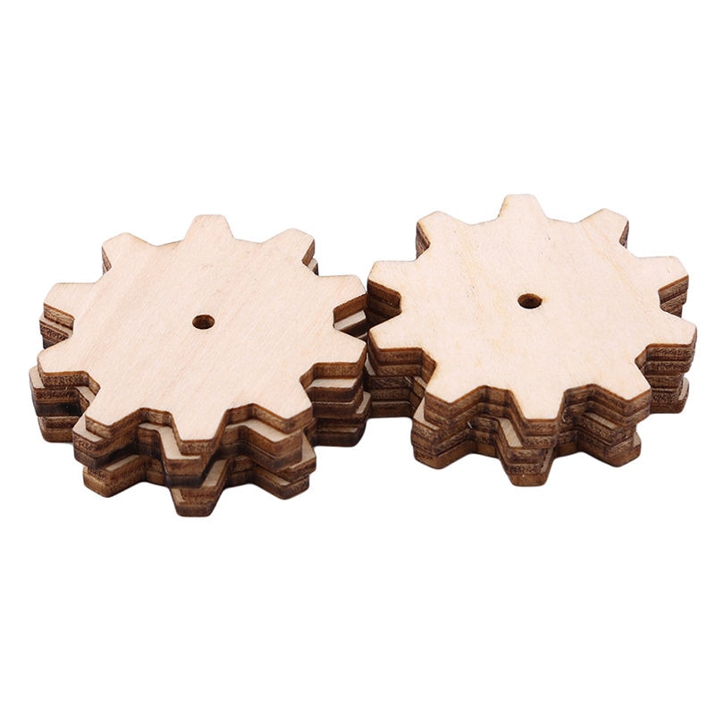10 pièces en bois inachevé engrenage Puzzle dessiné à la main Doodle accessoires pour pièces de jeu de société artisanat projets ornements