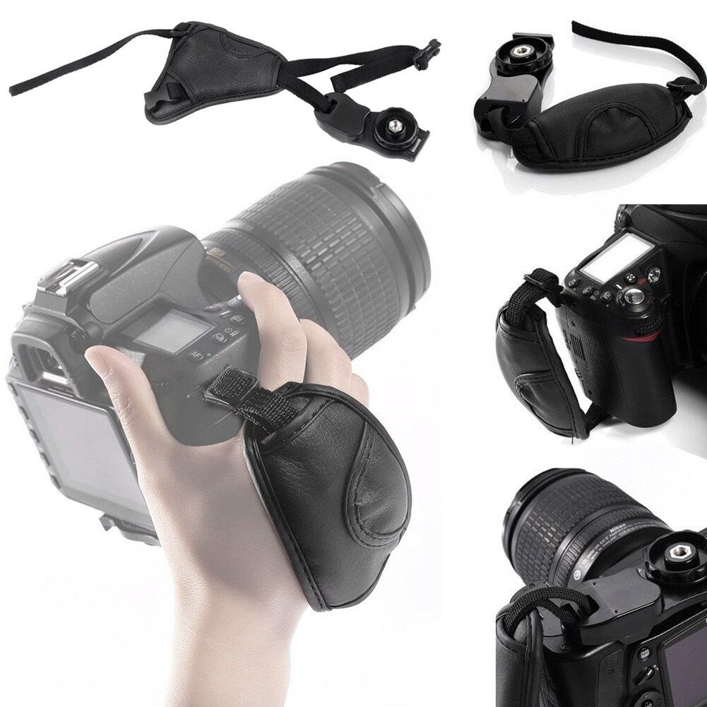 Camera Strap Photography Accessories For DSLR Hand Grip Wrist Belt PU Leather Adjustable With Screw Anti-slip Triangular