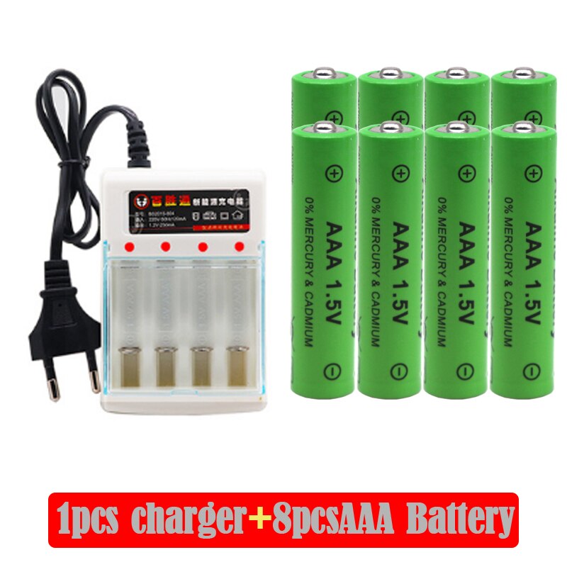 Alkaline 3000mAh 1.5V AAA Alkaline Battery AAA rechargeable battery for Remote Control Toy Batery Smoke alarm with+ charger: White