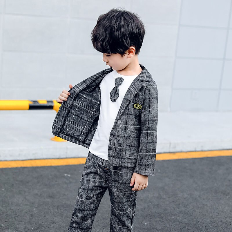 Traje de boda para niños elegantes para niño 2/3 piezas Blazer Conjunto Clásico a cuadros Caballero niños Blazers bebé niños trajes 2 3 4 5 5 5 6 6 7 8 T