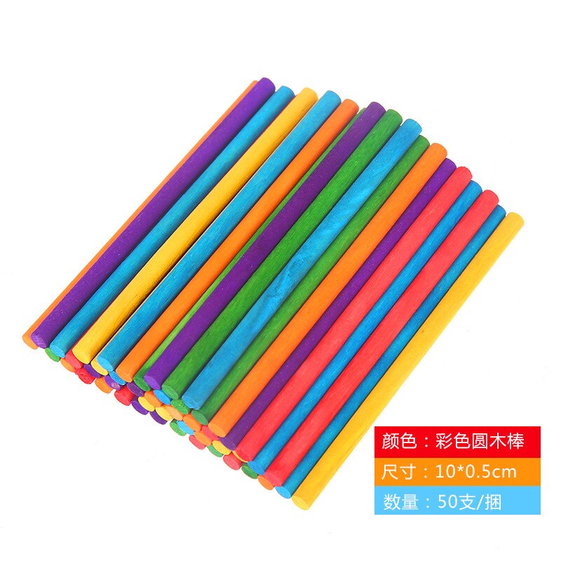 50Pcs Natural Wooden Pop Popsicle Sticks 10/15CM Length Wood Craft Ice Cream Sticks Popsicle Round Sticks DIY Popsicle Tools: 10x0.5cm B