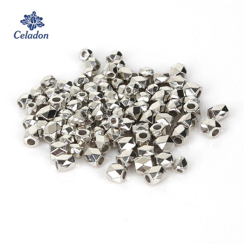 300-500pcs 3mm/4mm Rhodium KC Gold CCB Plastic Vierkante Cuboid Zaad Spacer kralen Voor Sieraden Maken DIY