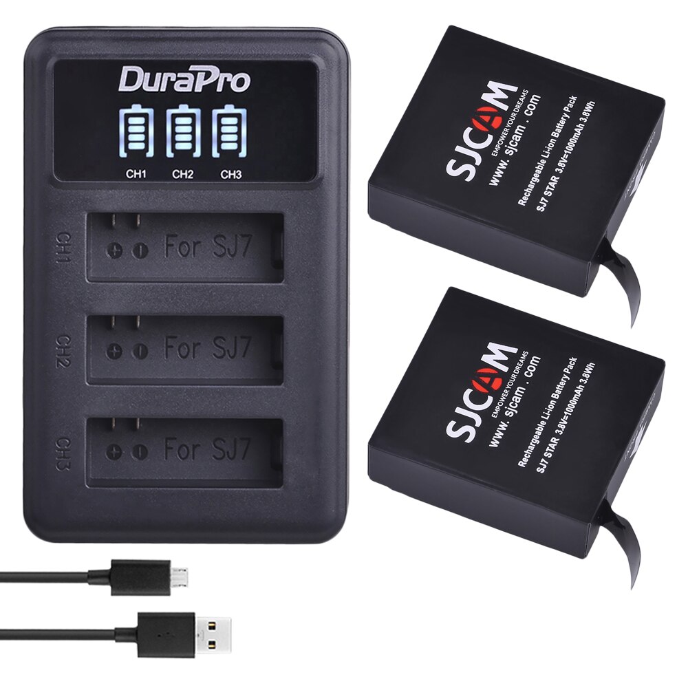 1000mAh SJ7 Battery / SJ7 Charger for SJCAM SJ7 Star Action Camera: 2Battery and Charger
