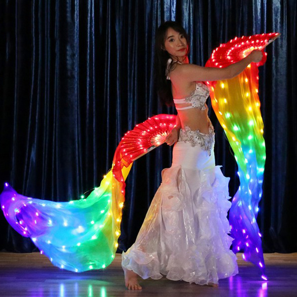 Nybhyjka Poi De Velo De Seda – Banderas De Baile Con Bolas Oscilantes, Velo De Danza Del Vientre Colorido, Accesorio Espectacular Para Actuaciones En Iglesia Y Eventos