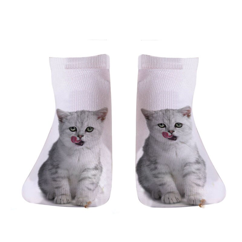 Vrouwen Funny Animal Leuke 3D Print Sokken Vrouwen Sokjes Unisex Sokken Vrouwen Mode Sox Cartoon Kat Voor vrouwelijke