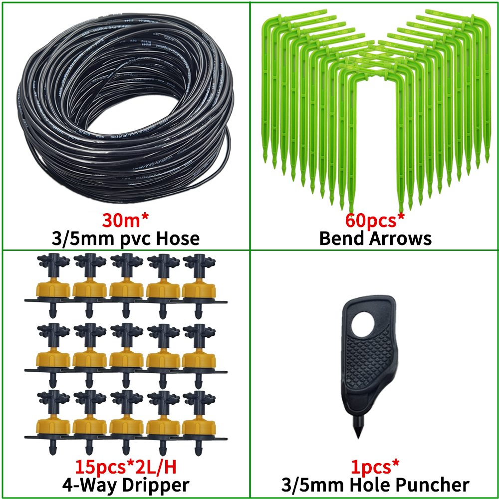 Oasis-sistemas de riego por microgoteo para jardín, kit de goteros de flecha de 3/5mm, para invernadero de bonsái en maceta, 10-100M, 4L, 8l/H: Castaño