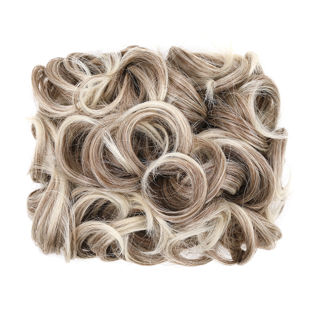 Coque bagunçado coque de cabelo premium sintético encaracolado prato de cabelo pentes de metal em elegante scrunchie bun extensão de cabelo para mulheres: #35