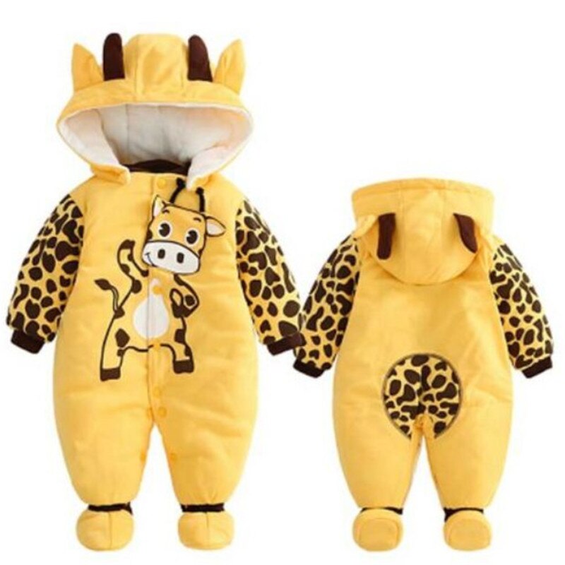 Baby Boy Girl Winter Warm Quilted Romper Jumpsuit Hooded Kids Outfit Clothes 3-24M