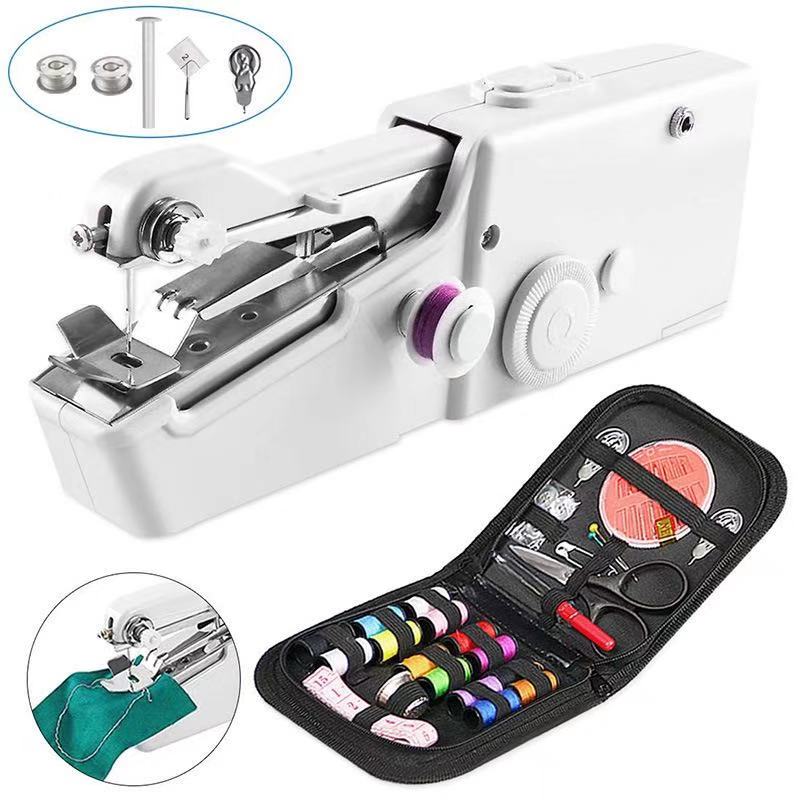 Portable Mini Hand Sewing Machine Electric Stitch Household Cordless Needlework Set for Quick Repairs DIY Clothes Stitchin