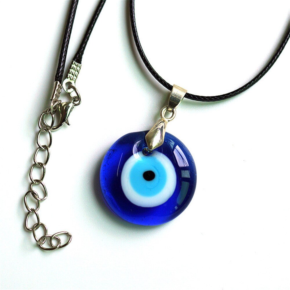 1PC Teufel der Augen Halskette Türkei Blau 35mm 30mm 25mm Glas Kreuz-Grenze Zubehör Einfache wachs Linie Anhänger