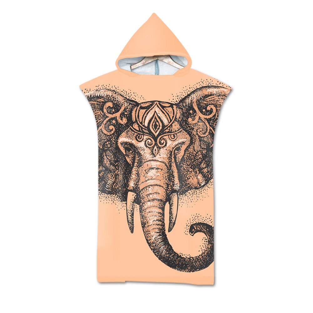 Gedrukt Olifant Volwassen Duikpak Veranderen Gewaden Poncho Hood Sneldrogend Hooded Strandlaken Absorberende Zweet-Absorberende Zwemmen gewaad: color2
