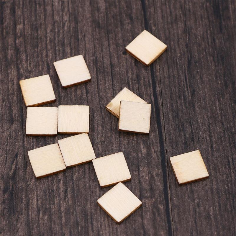 100 Pcs 10mm Square Wood Slices Blank Wood Pieces Unfinished DIY Plaque for Painting Art Crafts