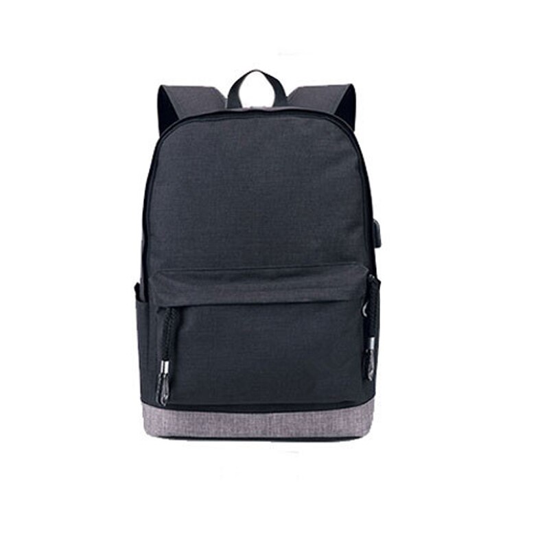 Colegio viento Chicos Mochila hombre de Gran Capacidad negro Alta USB macho de lona mochilas escolares para Adolescentes chica Mochila de los hombres mochila masculina Bolsos de Escuela mochila escolar niña: Negro