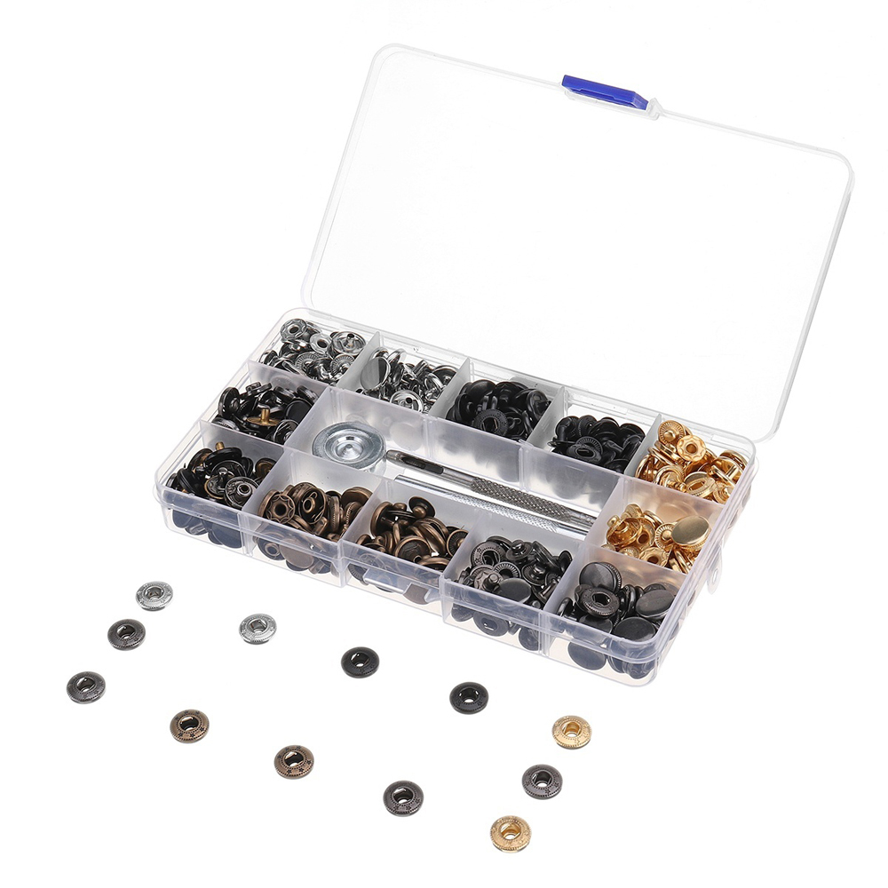 480 Sets 4 In 1 Fastener Snap Set Metalen Druk Stud Doek Knop Instelling Tool Kit Voor Naaien Leathercraft Kleding tassen Schoenen