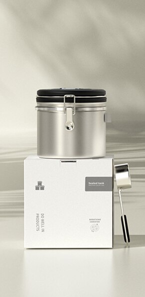 Stainless Steel Jars Airtight Coffee Storage Container Canister Set Canister with Scoop for Coffee Beans Tea Keep Beans Fresh: Silver-1.2L