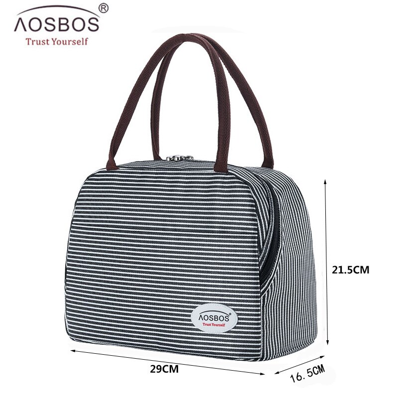 Aosbos Print Canvas Portable Cooler Lunch Bag Thermal Insulated Food Bags Food Picnic Lunch Box Bag for Men Women Kids: Diagonal stripes