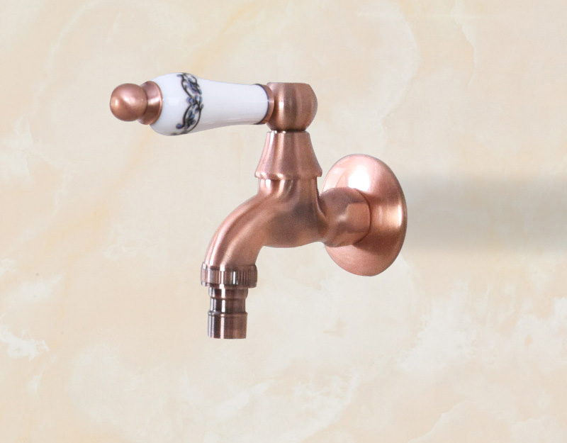 Antike rot Kupfer Zauberstab montieren draussen Wasserhahn Garten Bibcock klopfen Keramik Griff Schlecht Waschmaschine/mopp Wasserhahn KD081: B