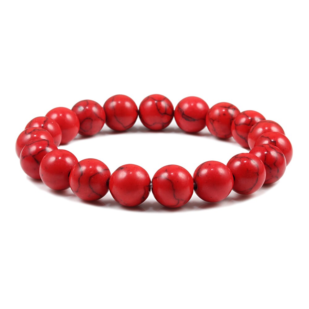 6mm 8mm 10mm pedra natural vermelho turquesa oração frisado pulseira rosário meditação pulseiras masculino feminino yoga jóias presente pulsera: 10MM