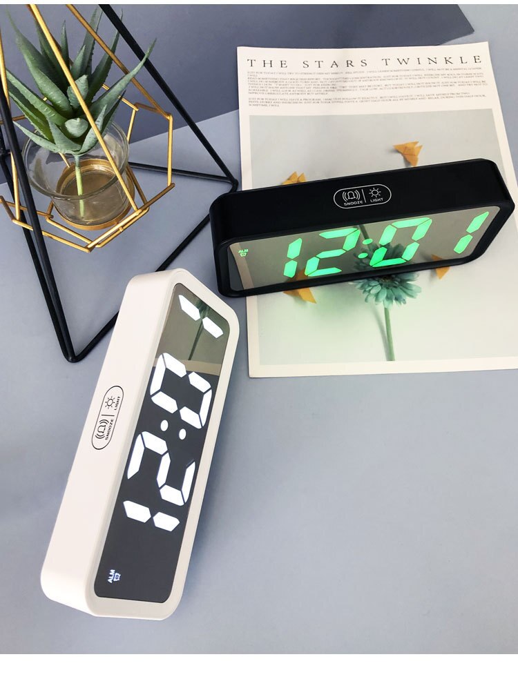 Large Screen Electronic Clock Mirror LED Alarm Clock Large Font Clock Living Poom Clock Luminous Bedside Clock