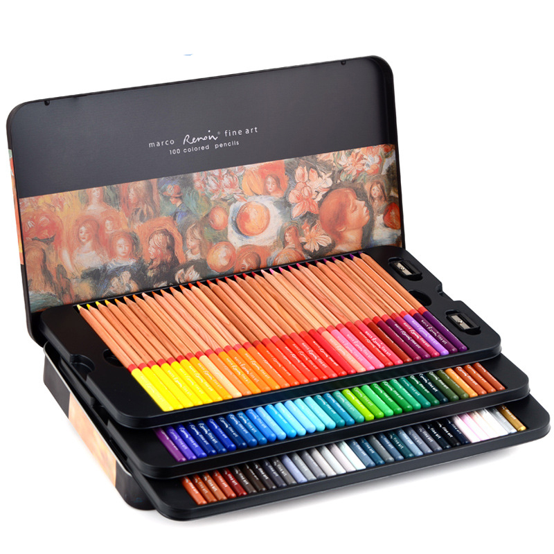 Oliefarve blyant 24/36/48/72/100/120 farver kunstmaleri jernkasse håndmalet til tegning af skitse kunstforsyninger