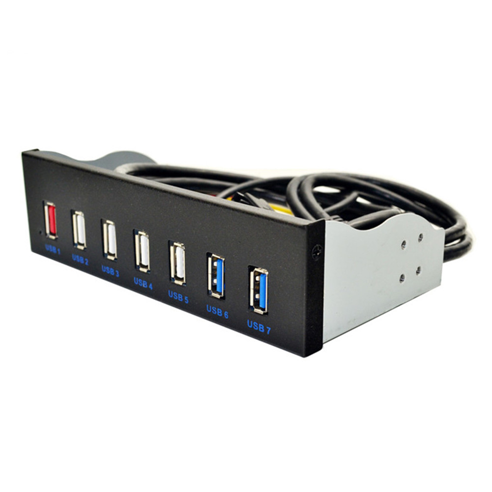 5,25 pulgadas 19 pines a 2 USB 3,0 + 4 USB 2,0 + BC1.2 conector de cargador rápido Panel frontal equipado con alto rendimiento 125x85x18,5mm