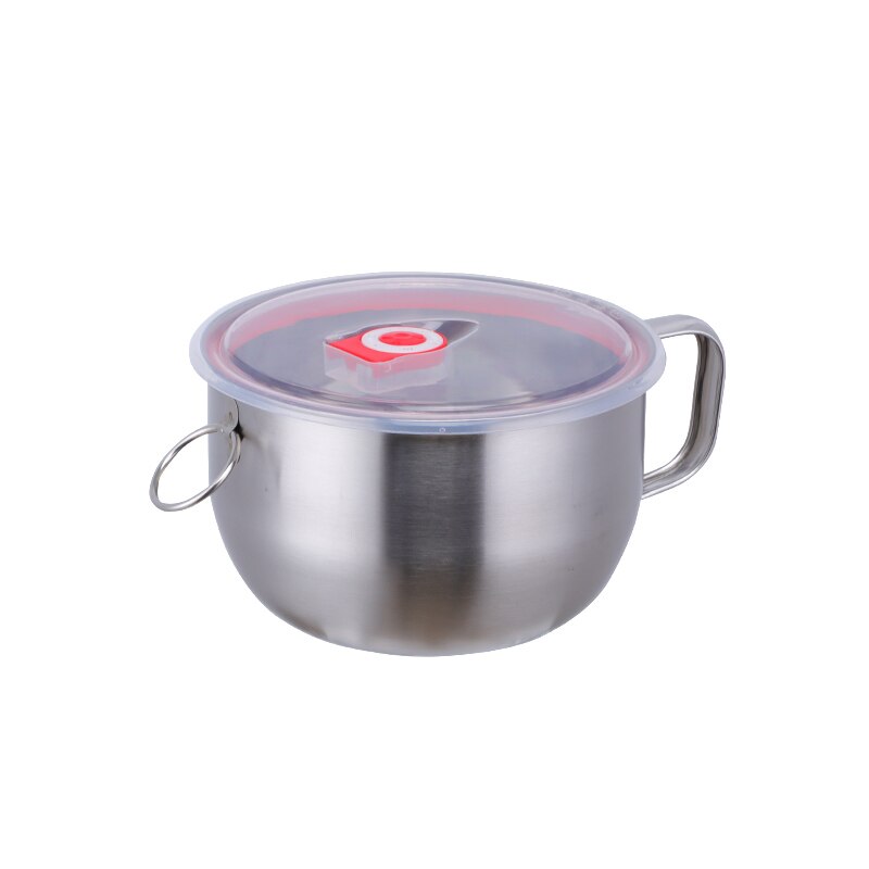 304 rustfritt stål 5 farger kinesisk instant noodle bolle med lokk håndtak matbeholder husholdningsredskaper suppe ris salat bolle: Sølv