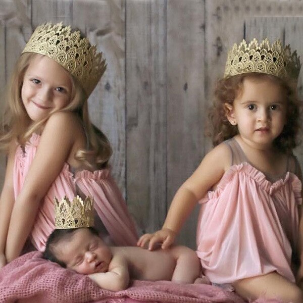 2020New Children's Hair Ornaments Golden Crown Hair Hoop Girl Full Moon Photo Props Parent-child Wedding Birthday Hair Clip