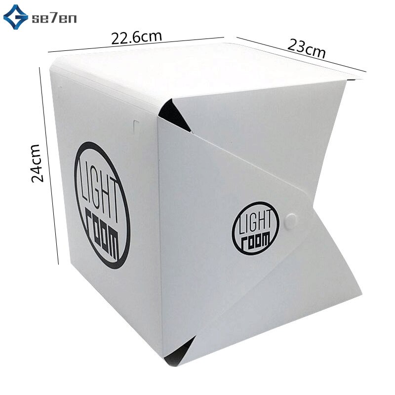 Portable 23*24cm Mini Folding Studio Diffuse Soft Box Lightbox 2 LED Light Black White Photography Background Photo Studio box