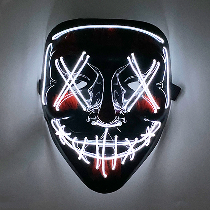 Masque facial effrayant et brillant pour Halloween, couleurs mélangées sans fil, masque de Purge LED lumineux, masque lumineux d'horreur, accessoires de Cosplay pour adultes, Costume: YELLOW