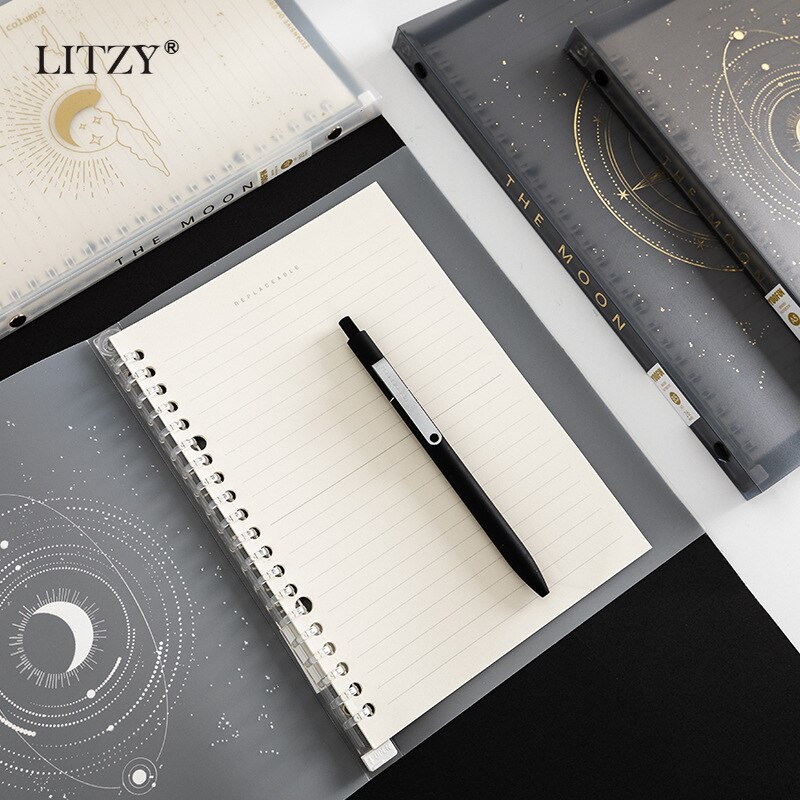 LITZY-Cuaderno de hojas sueltas B5, libreta lateral suave, planificador de diario, cuadernos de línea Horizontal transparente, papelería escolar y de oficina, 20 hojas