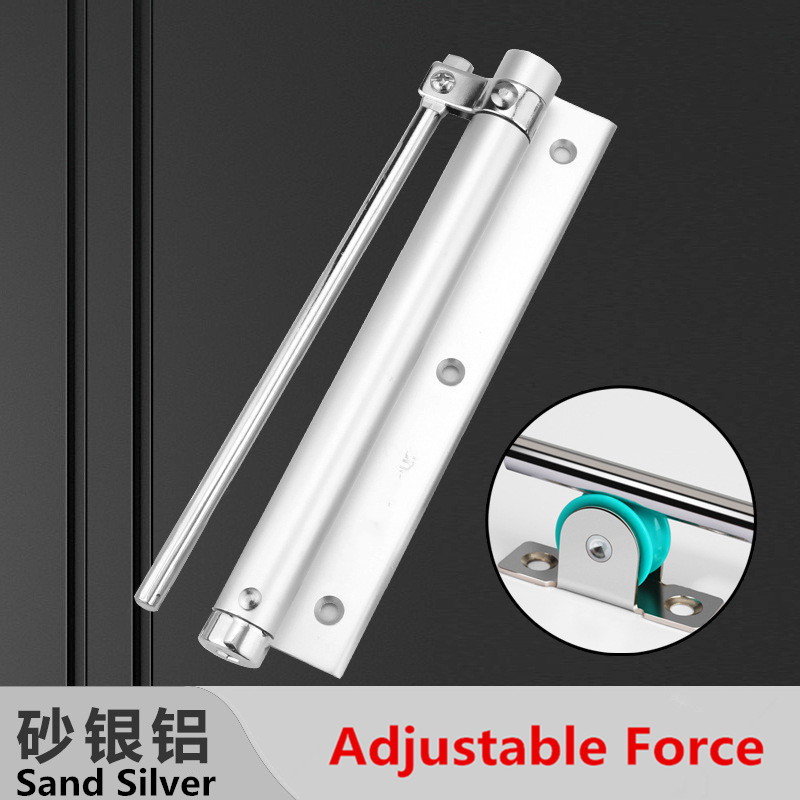 Aluminum Alloy Upgrade Pulley Mute Door Closer Adjustable Force Automatic Door Closing Device Smooth Silent use for Types Doors: Sand Silver