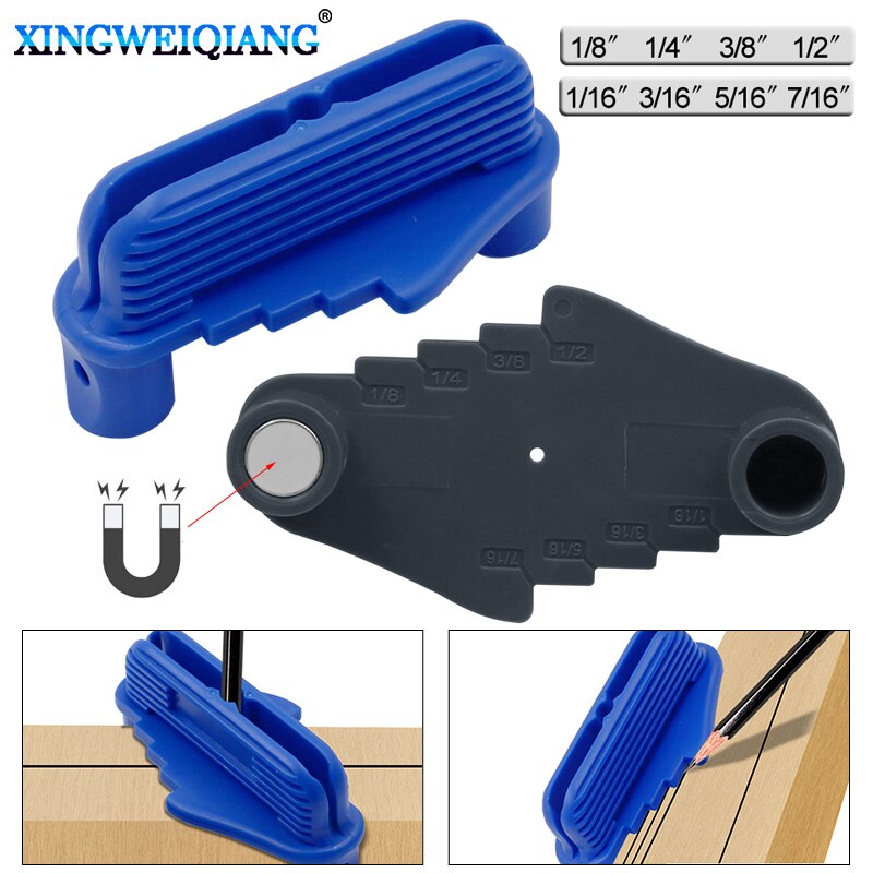 Buscador central de línea, del marcador, Centro de calibre, trazador Offset para herramientas de carpintería, medidor de contorno, apto para lápices de madera estándar
