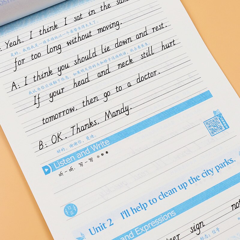 English Writing Copybook for School Students Kids Practice Calligraphy Grade 3 to 8 Modian