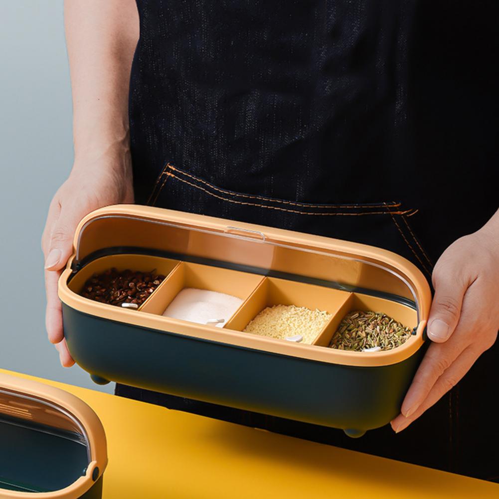 Caja de vinagrera a prueba de humedad, 4 rejillas para condimentos para cocina, 1 Juego