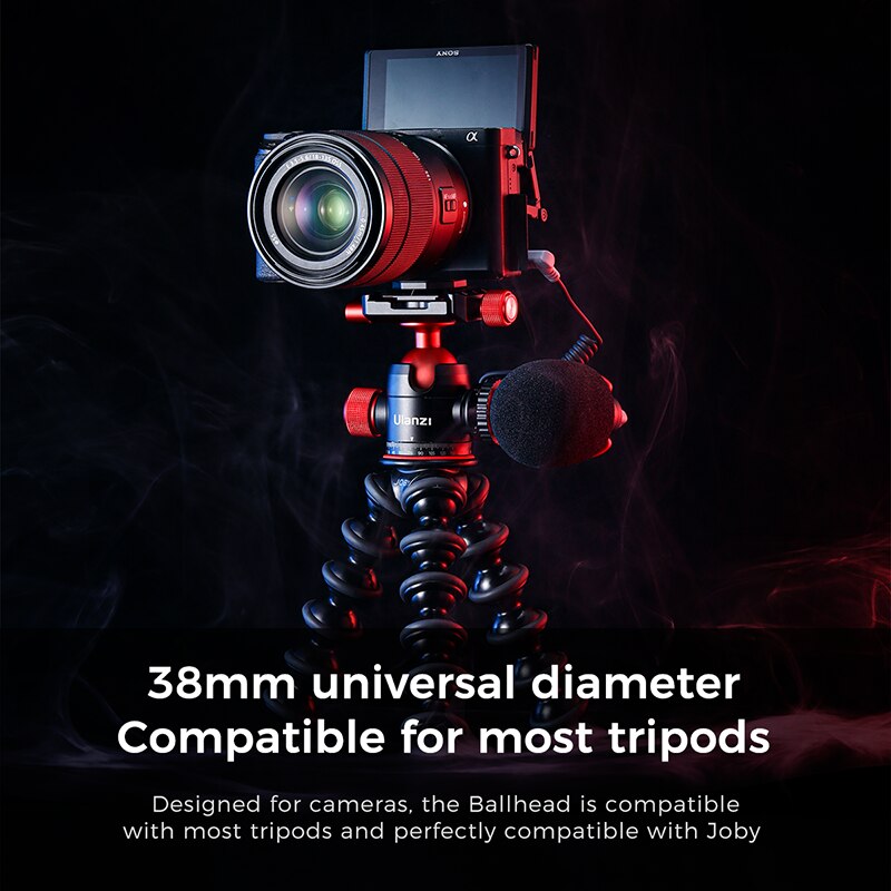 Ulanzi-Mini cabezal de bola de Metal para fotografía soporte esférico de doble zapata fría inclinable, cabezal de trípode, cabezal de trípode Vlog, accesorios de fotografía