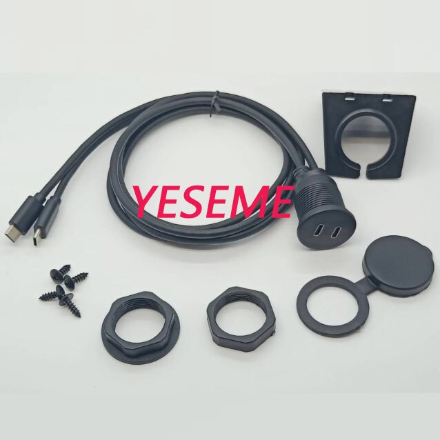 Auto Dash Board Mount Dual USB C Type C Vrouwelijke In Input Dual USB Type C Male Socket Extension panel