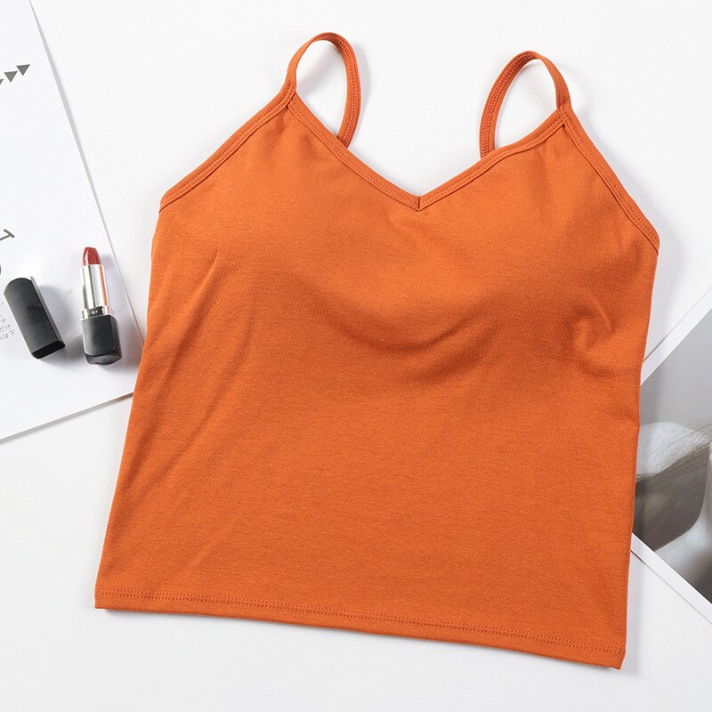 Vrouwen Tank Top Backless Camis Top Vrouwelijke Sexy Ondergoed Draad Gratis Backless Sexy Lingerie Mouwloze Crop Top Padded Hemdje: orange