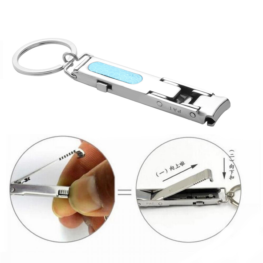 1PC Draagbare Opvouwbare Rvs Trimmer Manicure Nail Art Teen Care Cuticula Nagelknipper Cutter met Sleutelhanger Beauty Tool