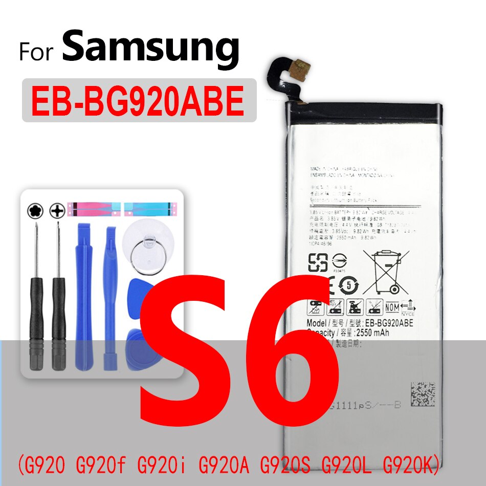 For Samsung S5 S6 S7 Edge S8 S9 Plus Battery For Galaxy S3 S4 mini SM G900 G900S G900I G900F G900H G930F G950 EB-BG900BBE Batery: EB-BG920ABE