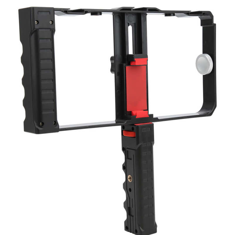 Przenośny smartfon ręczny klatka wideo podwójny uchwyt uchwyty aparat telefoniczny stabilizator klatka uchwyt aparatu fotografia klatka operatorska