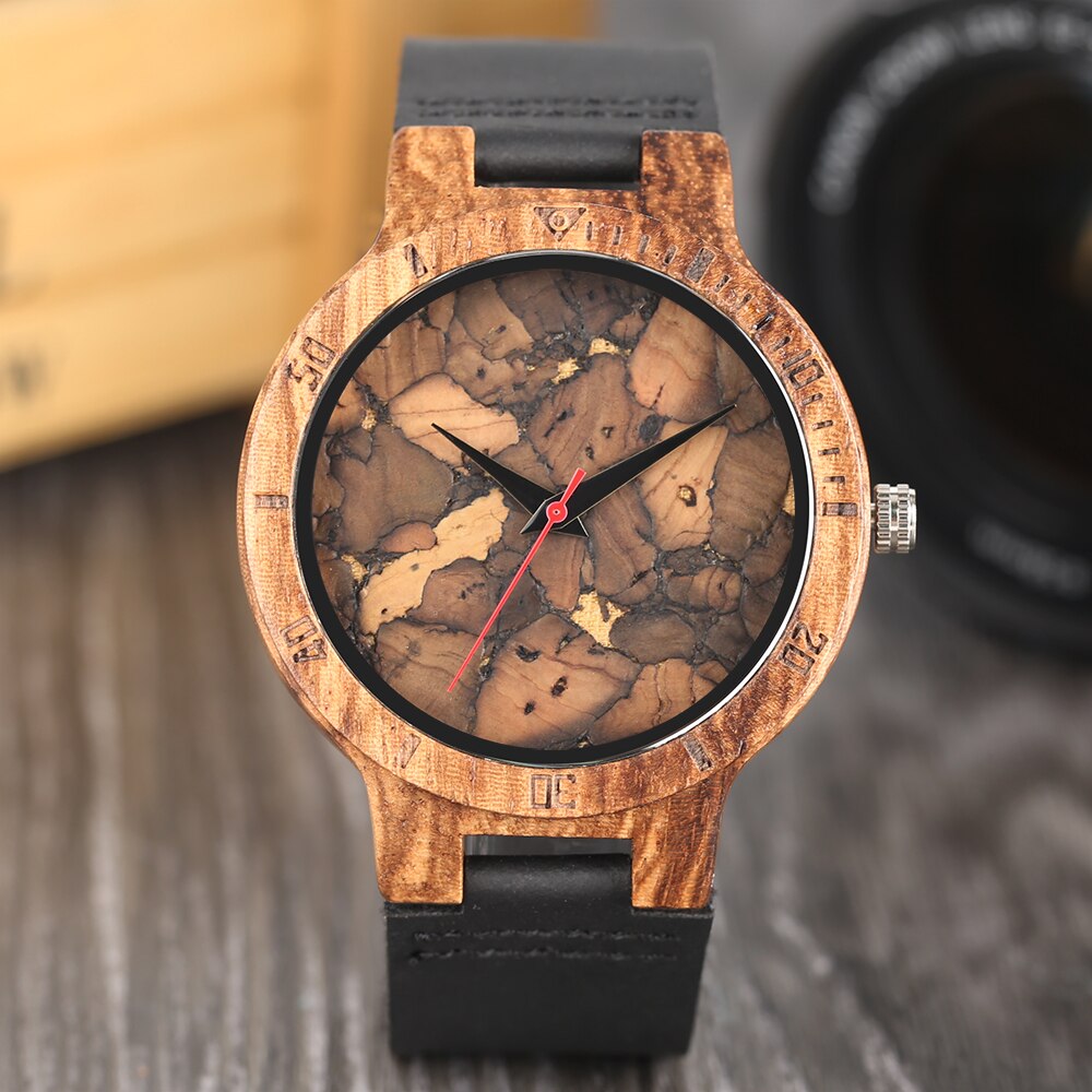 Creatieve Eenvoudige Houten Horloges Horloge Kurk Slakken/Gebroken Bladeren Gezicht Polshorloge Originele Houten Bamboe Mannelijke klok Relogio
