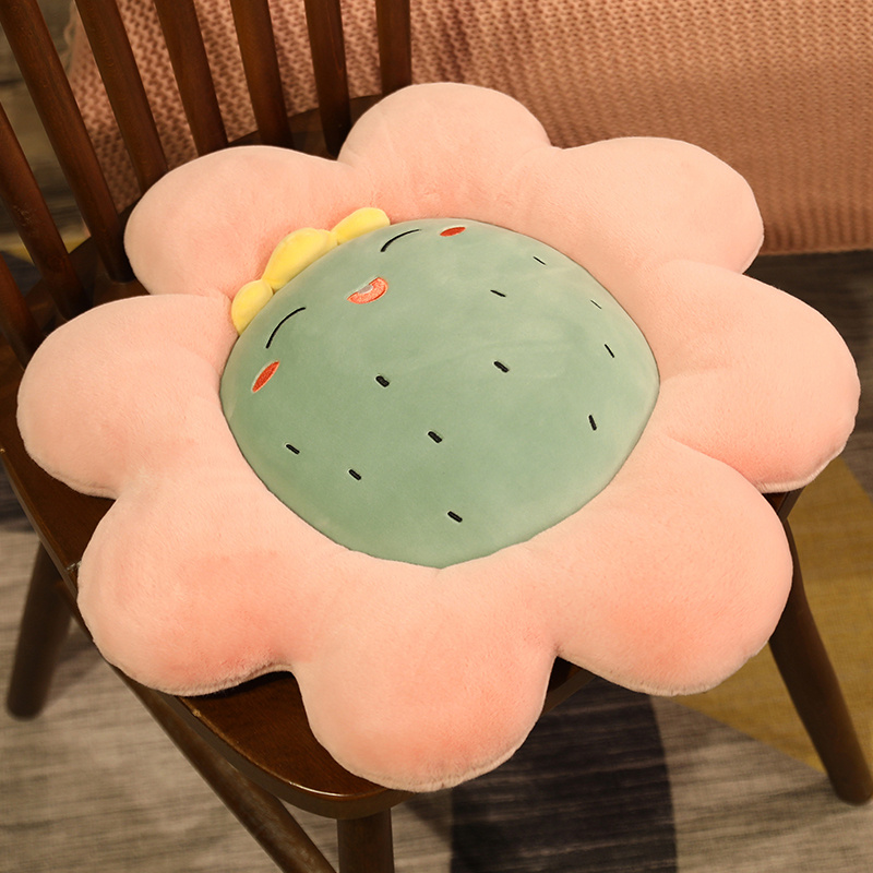 Flower Plush Cushions Strawberry Peach Pineapple Cactus Carrot Plushie Pillows Fruit Decor for Living Room Bedroom Tatami Floor: cactus / 40cm