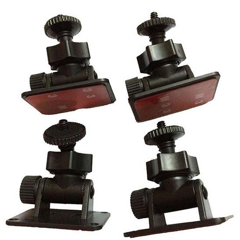 Black 360 Degree Rotating 1/4'' Screw Car Camera Mount 3M Sticker DVR Holders Bracket with Hole